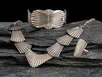 Sterling Silver Necklace, Cuff Bracelet, and Ring