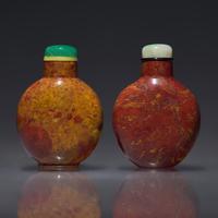 Two Chinese Jasper Snuff Bottles, Qing Dynasty, Circa 1821-1900 — 1821-1900年 羊肝瑪瑙素面鼻煙壺兩支