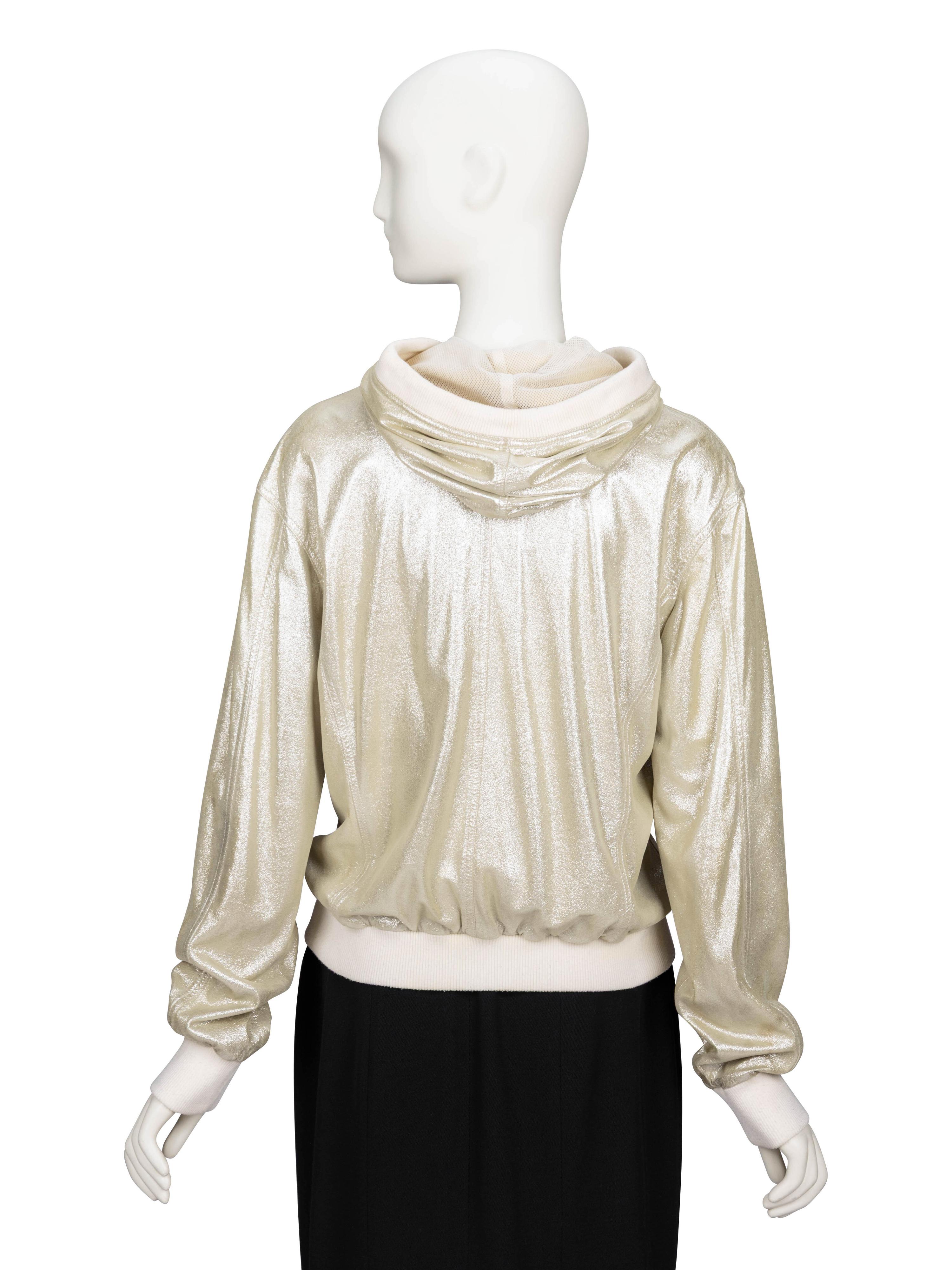 Chanel, Glittery Leather Zip-Up Jacket