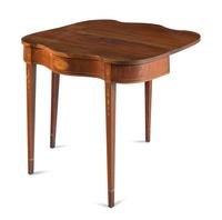 A Federal Style Eagle Inlaid Mahogany Serpentine Card Table