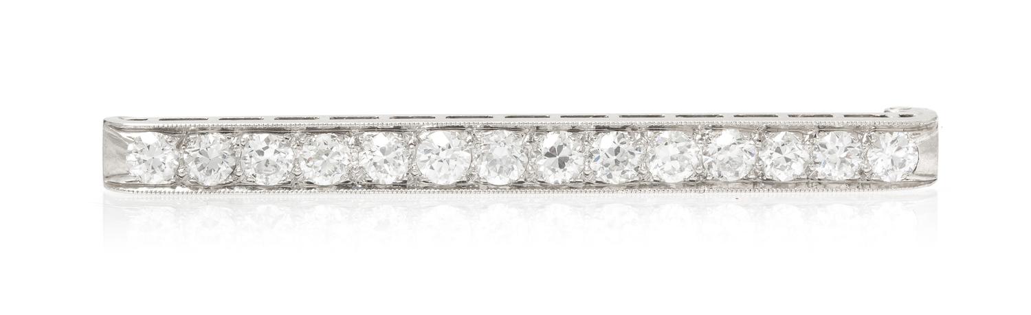 An Edwardian Platinum and Diamond Bar Brooch, Tiffany & Co., 4.10 dwts.