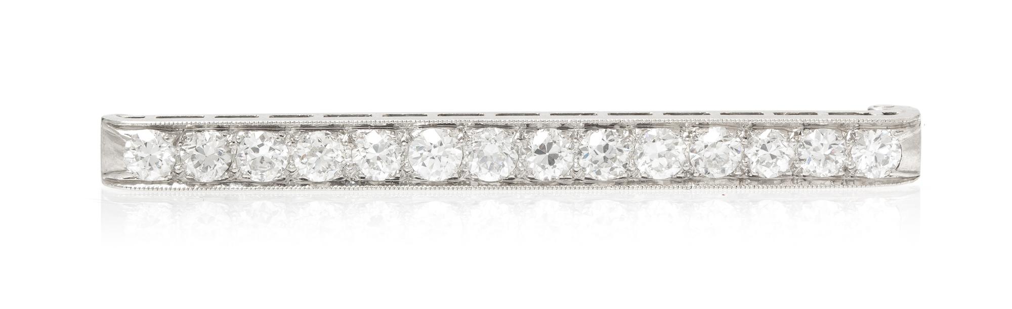 An Edwardian Platinum and Diamond Bar Brooch, Tiffany & Co., 4.10 dwts.