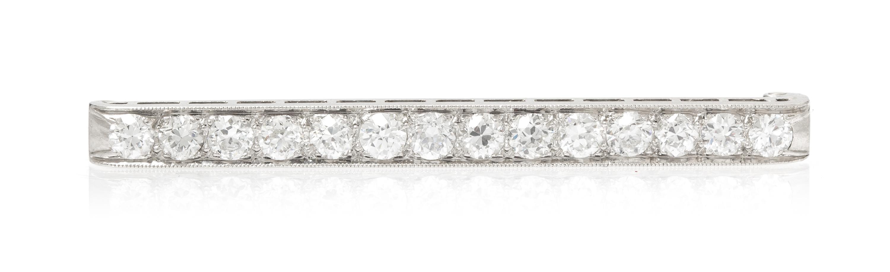 An Edwardian Platinum and Diamond Bar Brooch, Tiffany & Co., 4.10 dwts.