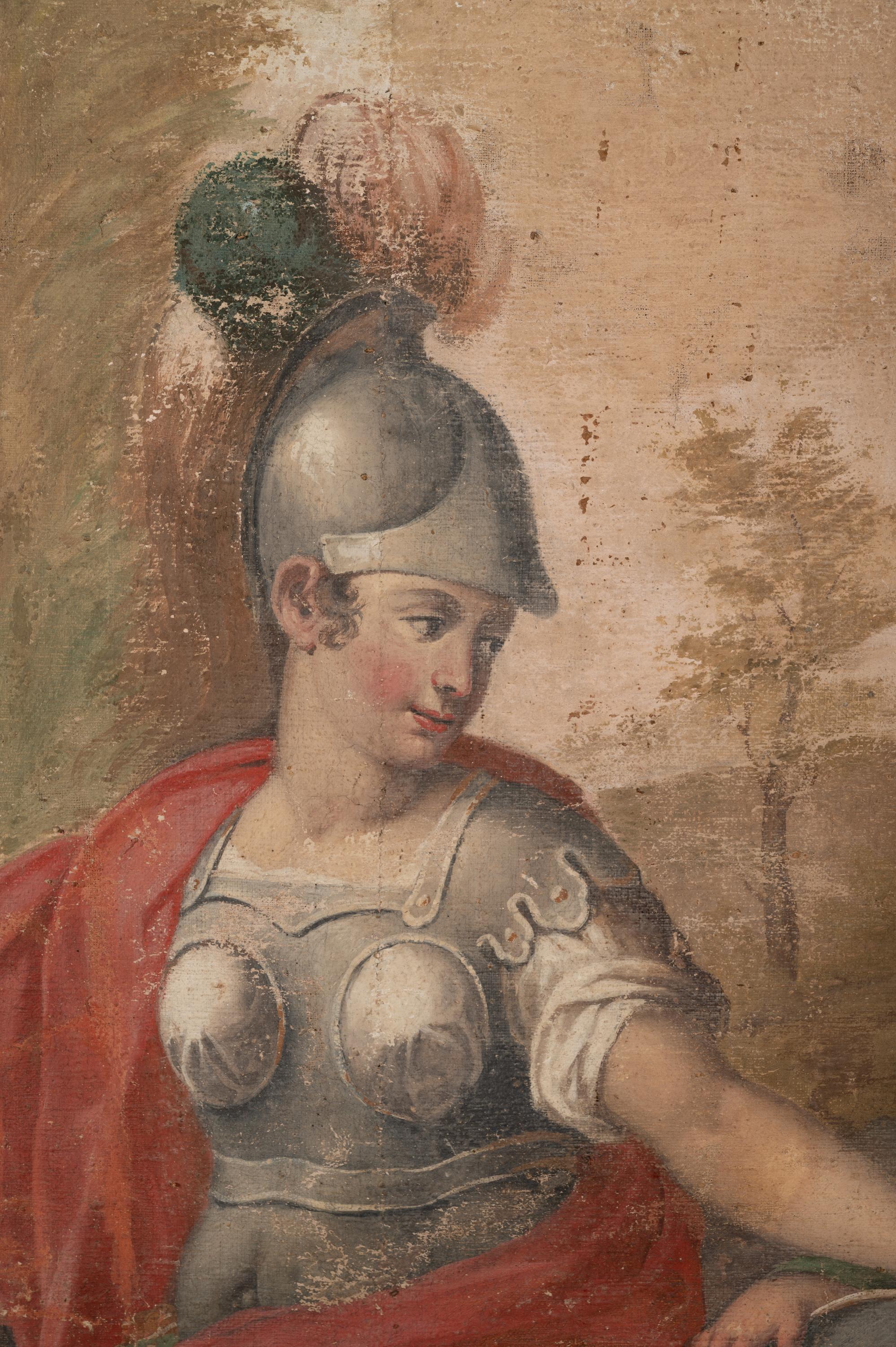 A Continental Painted Canvas Scenic Panel