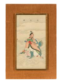 Two Chinese Ink and Color on Paintings Depicting Taoist Immortals