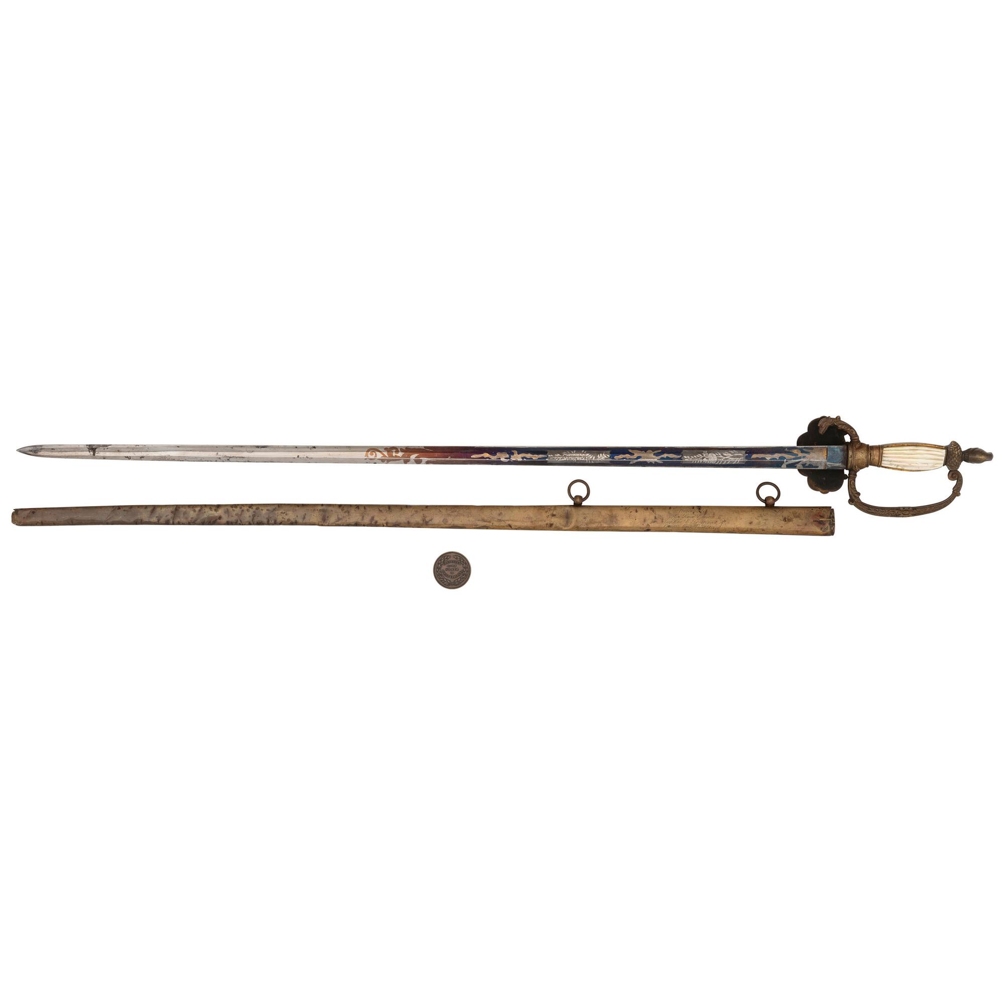Lady Liberty Hilt Horstmann Presentation Militia Officer's Sword of Captain Charles Swearingen given by Secretary of War Simon Cameron