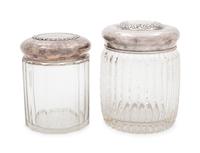 Two Large American Silver Mounted Cut Glass Jars