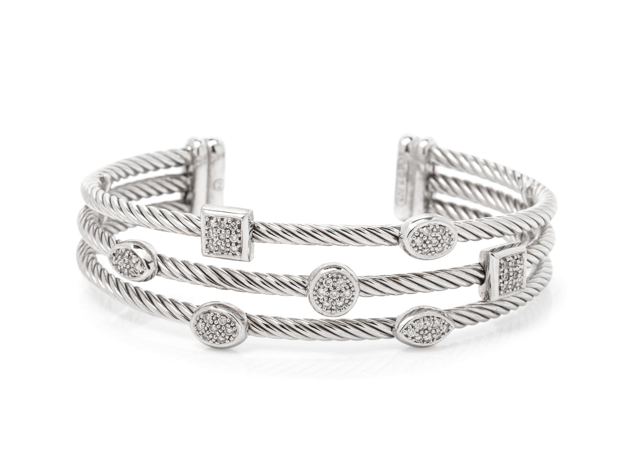 A Sterling Silver and Diamond 'Confetti' Cuff, David Yurman,