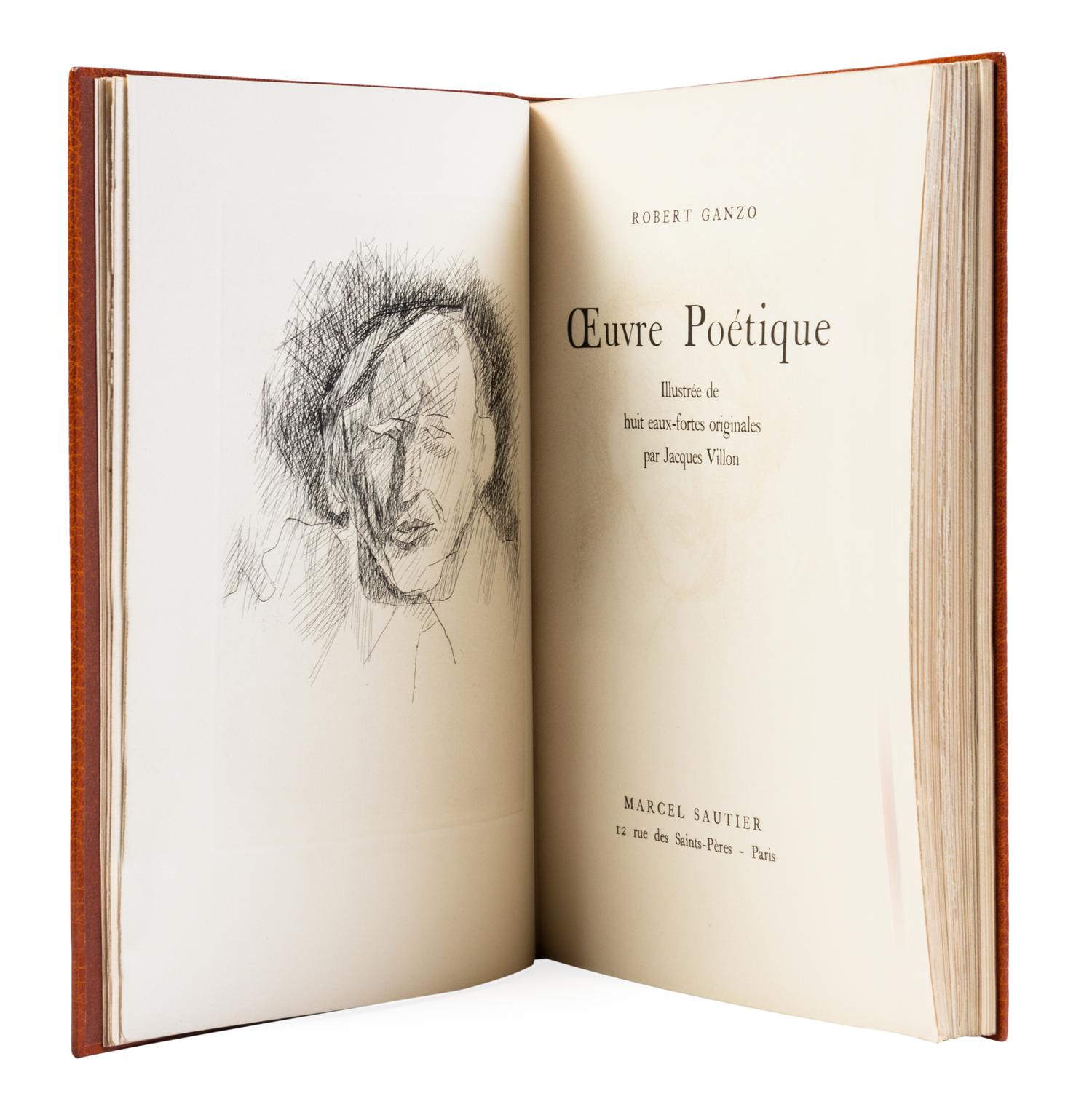 (VILLON, JACQUES) GANZO, ROBERT. Oeuvre poetique. Paris, 1957. Bound by Devauchelle. Limited, signed, additional suite of etchings.