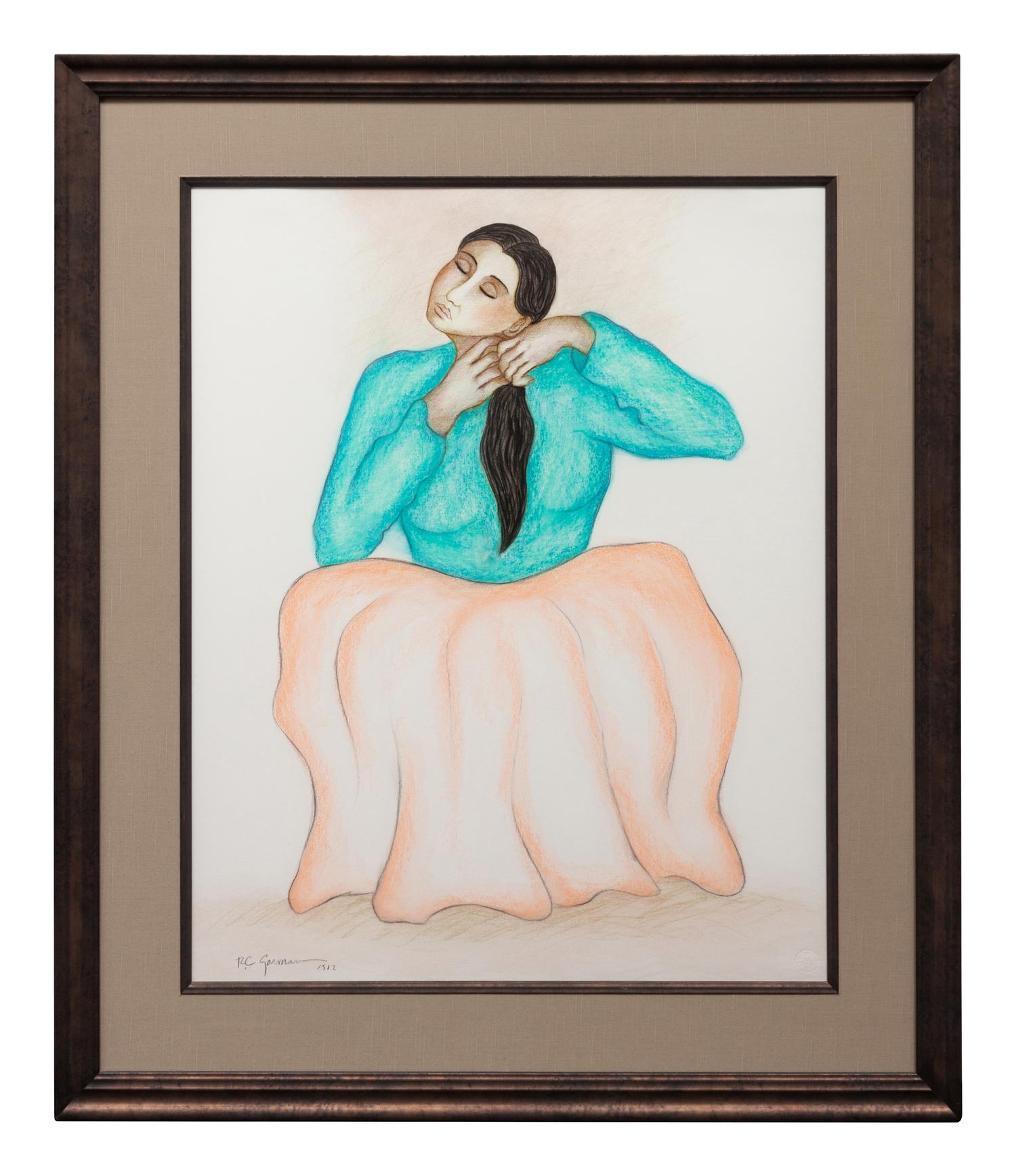 Seated Woman Braiding her Hair