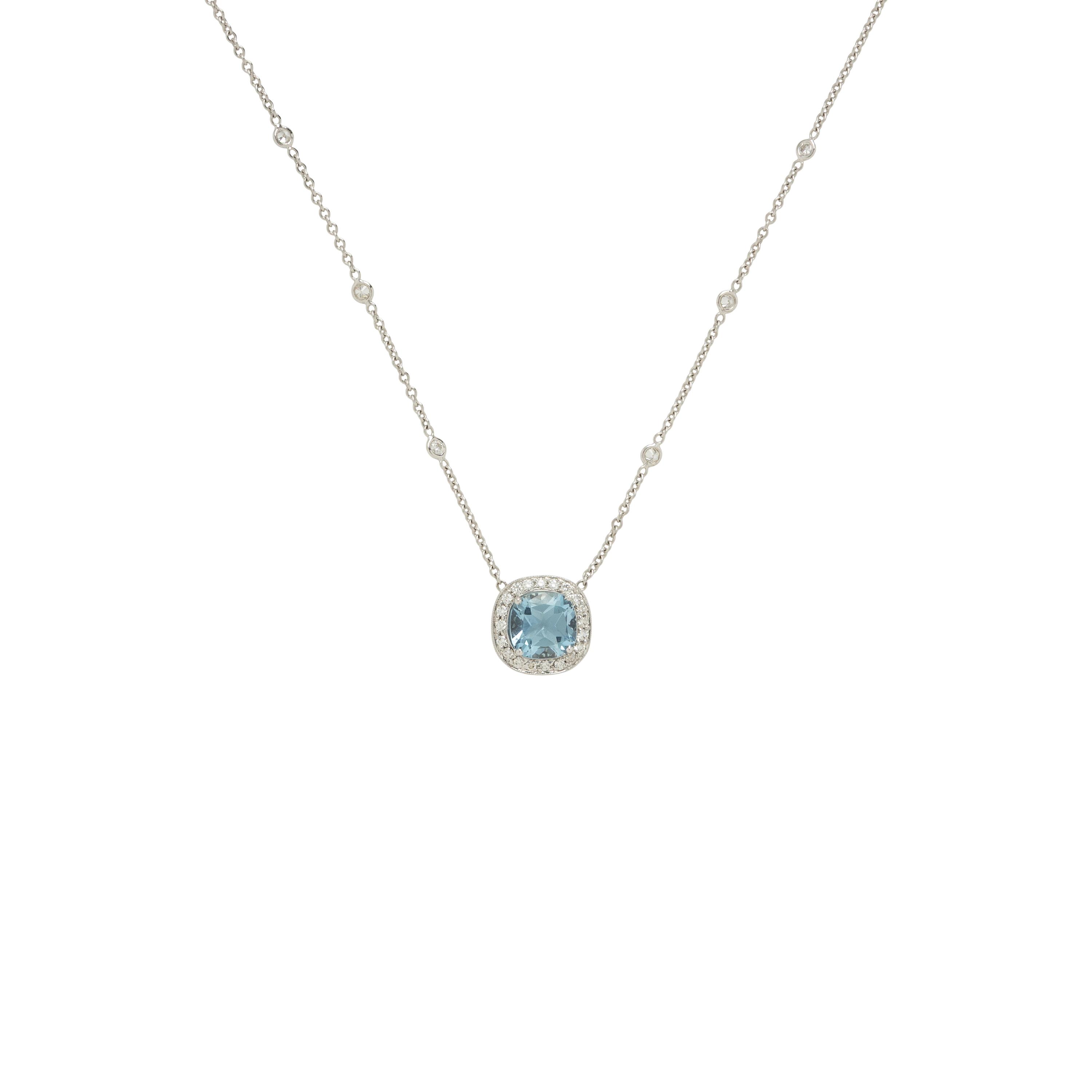 Penny Preville, Aquamarine, Diamond, and White Gold Pendant Necklace