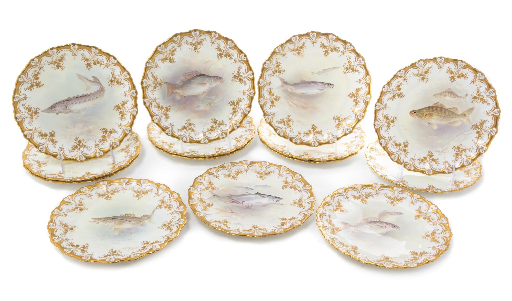 A Set of 14 Royal Doulton Porcelain Fish Plates Diameter 8 1/2 inches. — EARLY 20TH CENTURY
