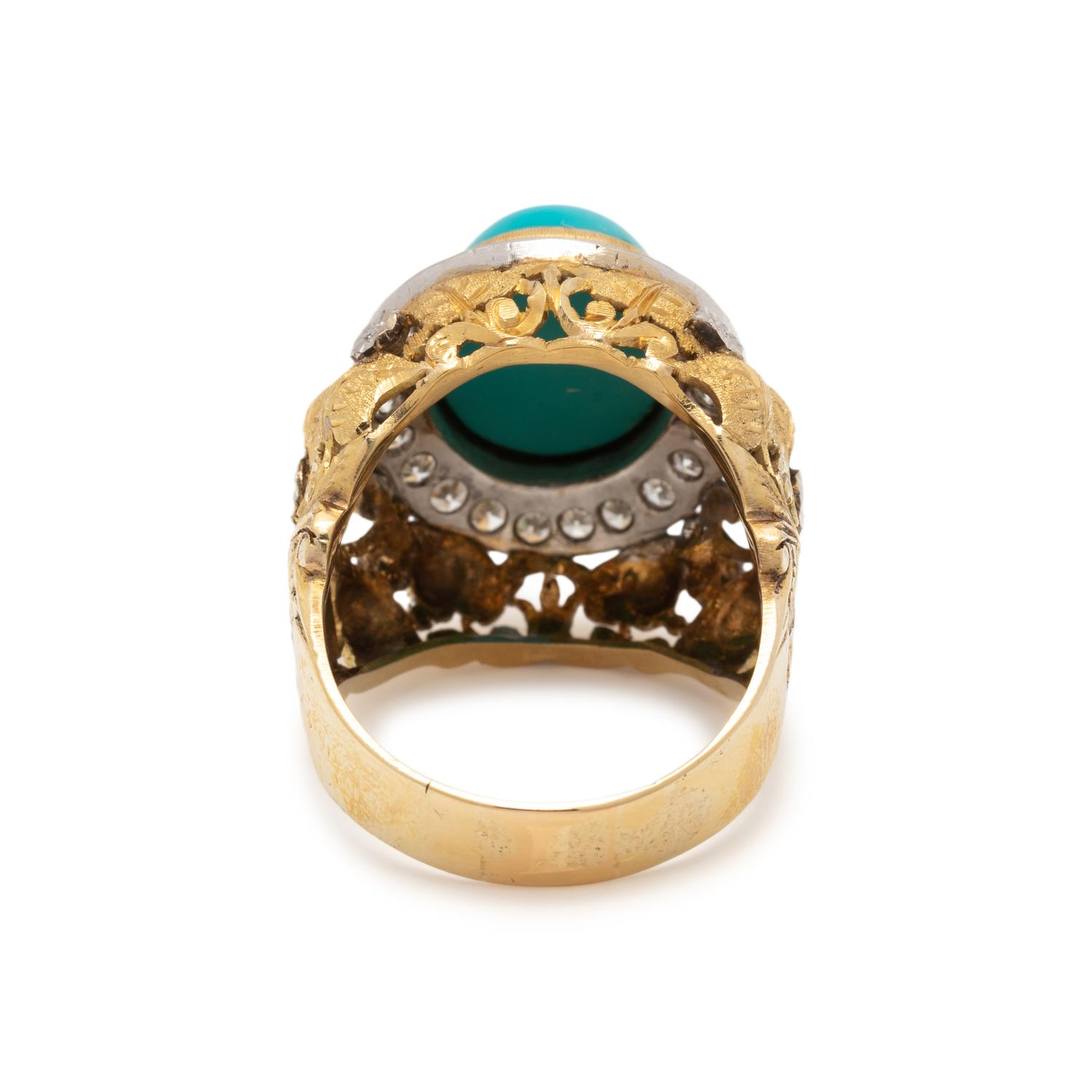 BICOLOR GOLD, TURQUOISE AND DIAMOND RING