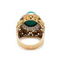 BICOLOR GOLD, TURQUOISE AND DIAMOND RING