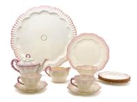 A Belleek Hexagon Tea Service, Diameter of tray 16 3/4 inches.