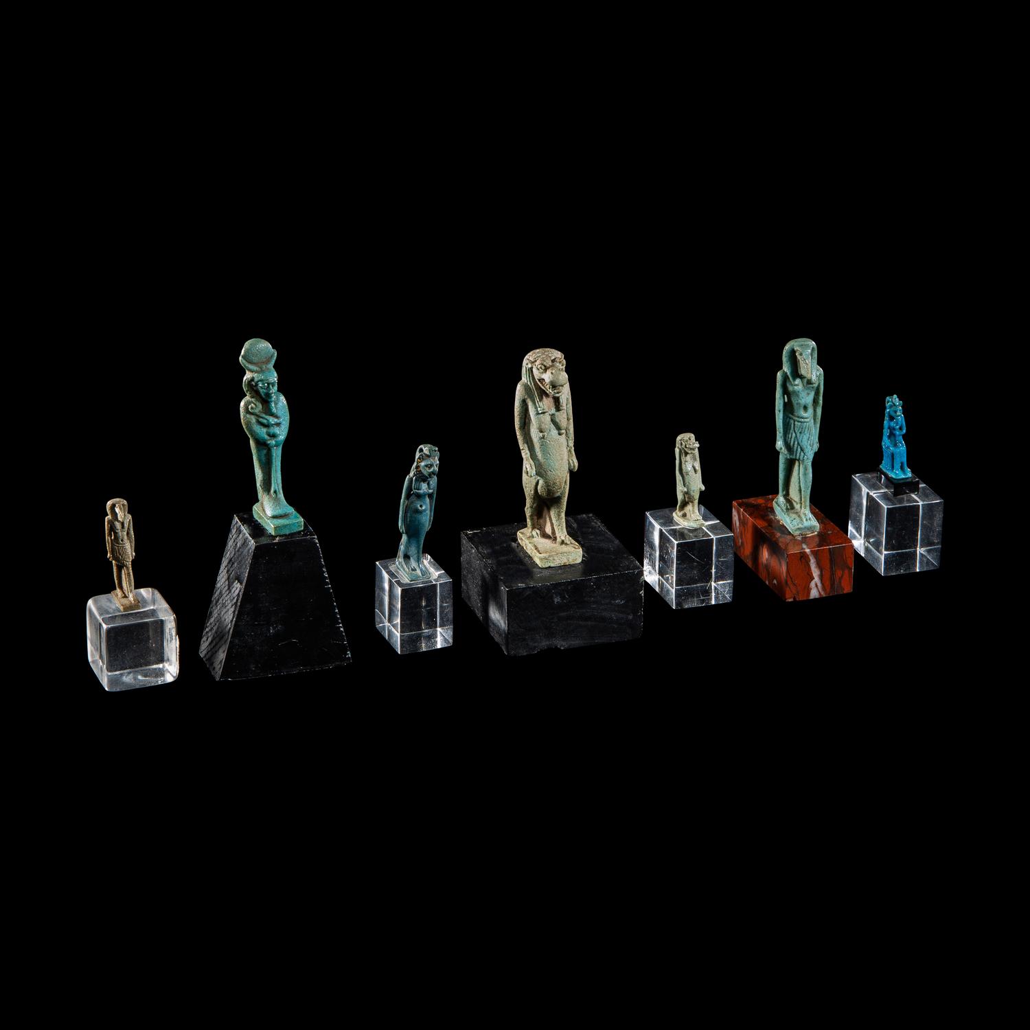 Seven Egyptian Faience Amulets