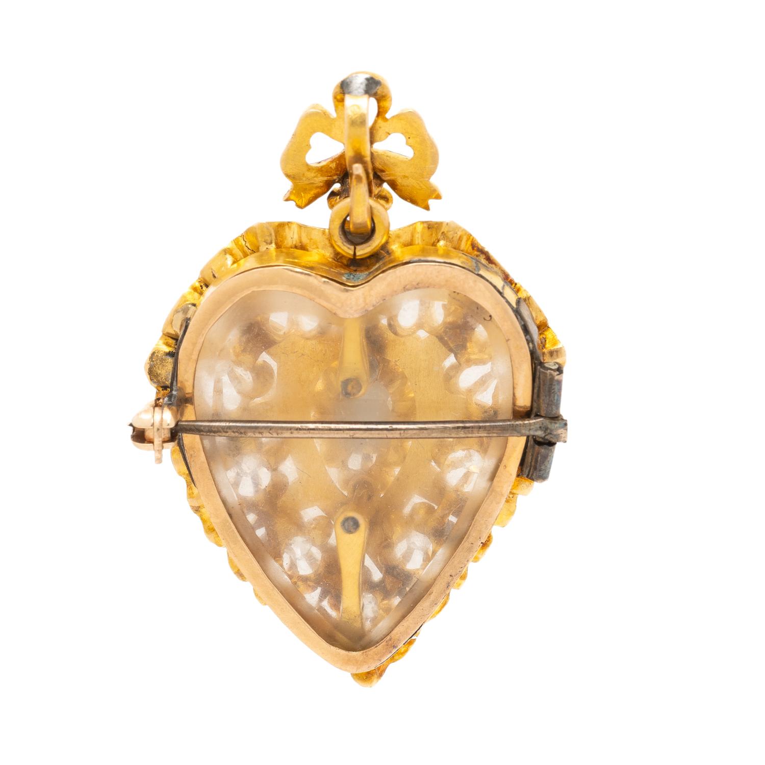 VICTORIAN, ENAMEL, CRYSTAL, AND DIAMOND PIN PENDANT