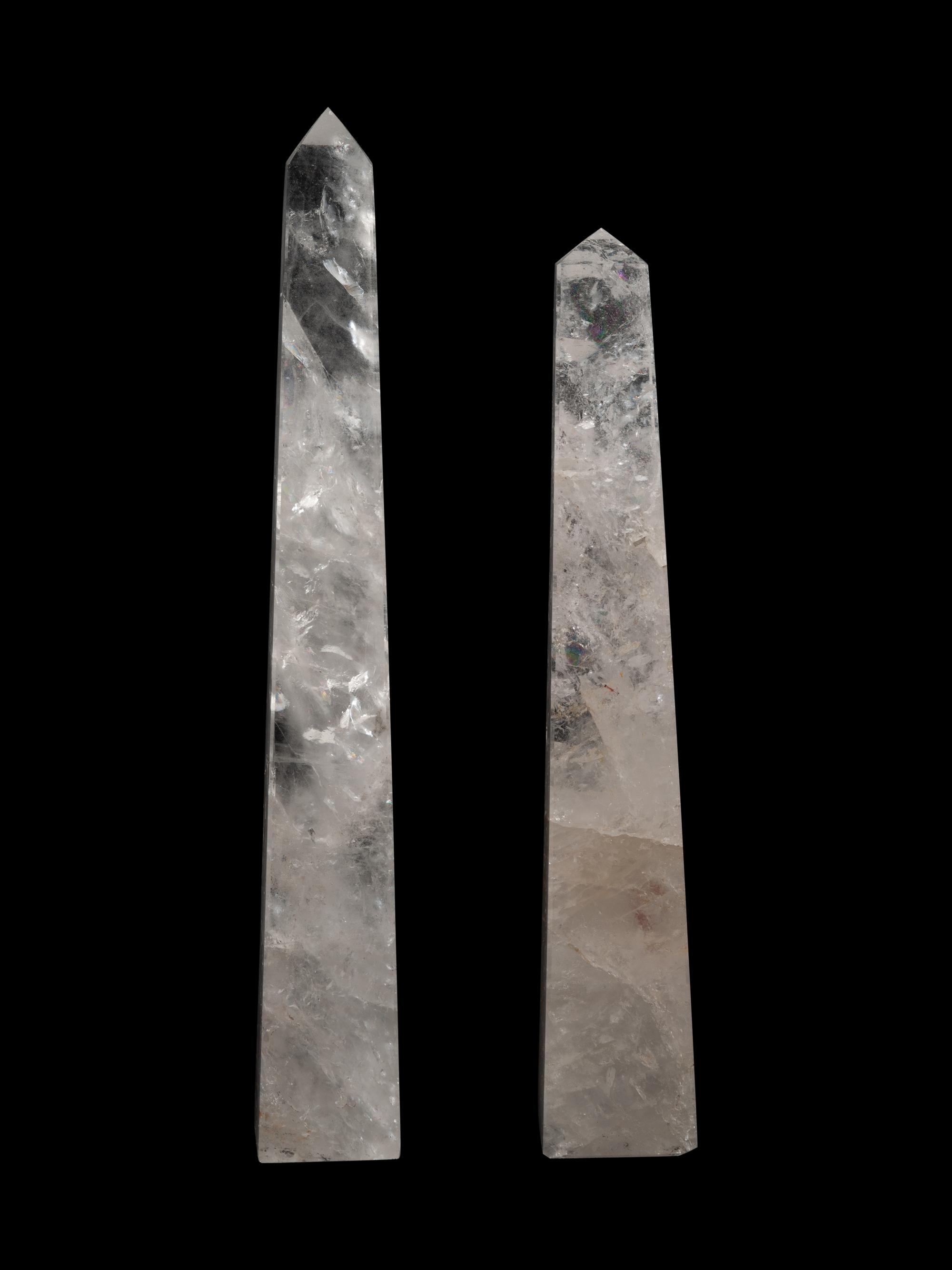 A Pair of Rock Crystal Obelisks