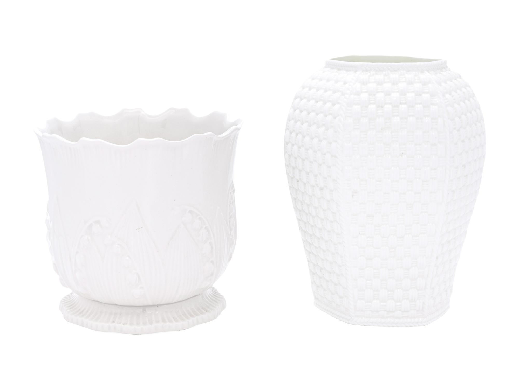 Two White Glazed Porcelain Vases Retailed by Tiffany and Co.