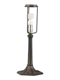 A Cast Iron and Slag Glass Table Lamp