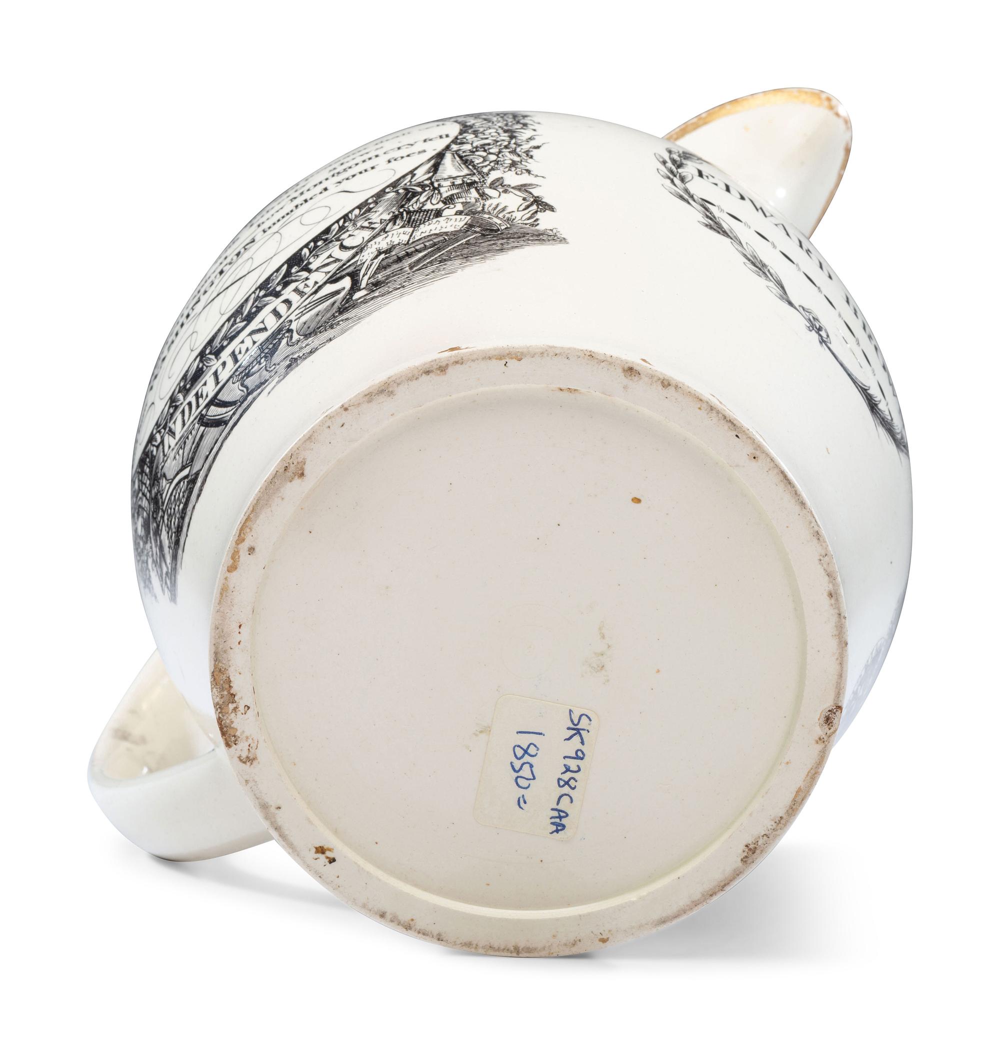 A Liverpool Transfer-Printed Creamware 'George Washington / Liberty and Independence' Pitcher