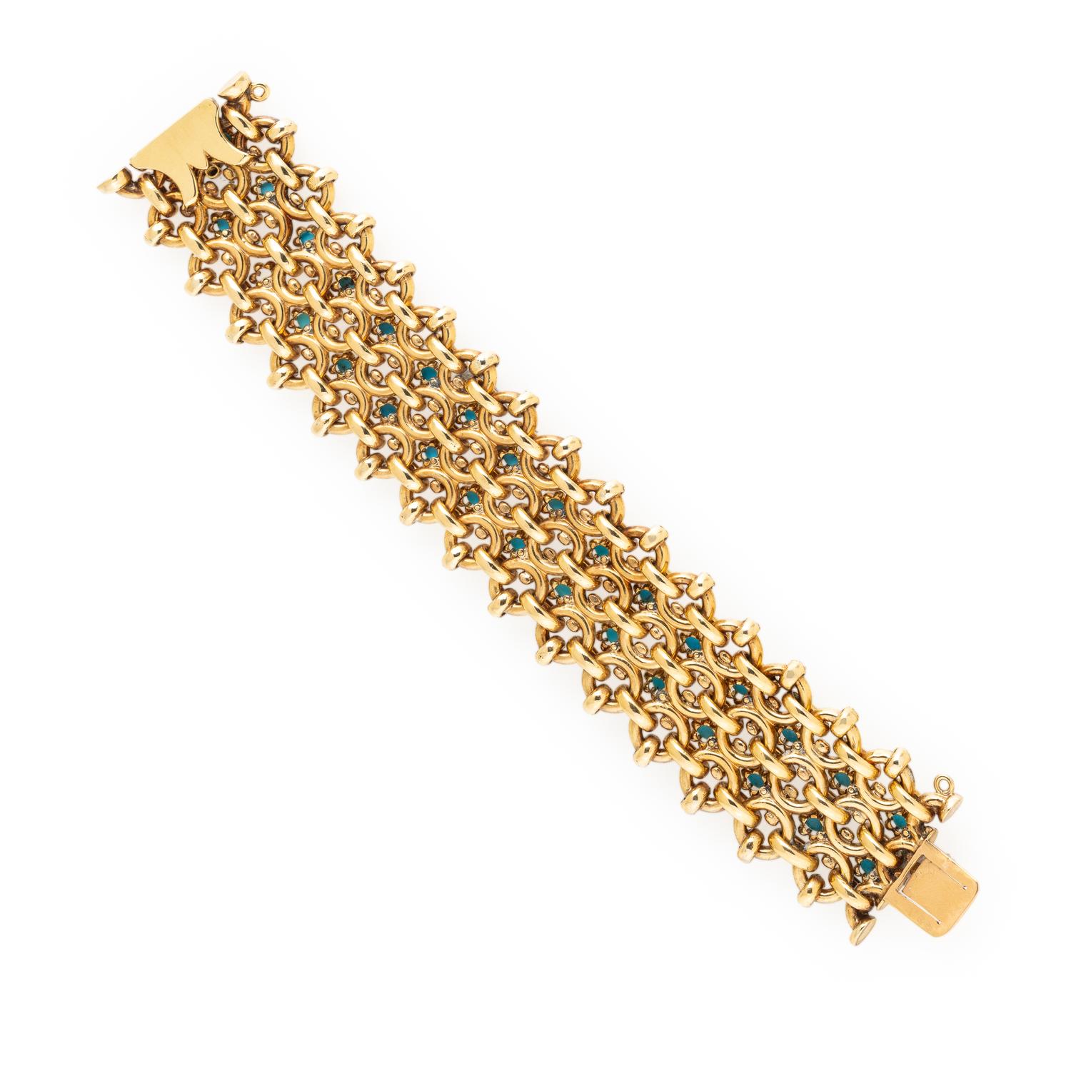 FRENCH, TURQUOISE AND YELLOW GOLD BRACELET