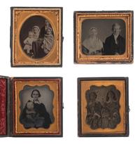 [EARLY PHOTOGRAPHY]. 20 Sixth plate ambrotypes and tintypes of groups and pairs of people.