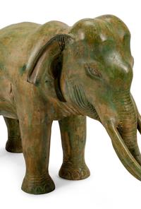 A Large Pair of Patinated Bronze Elephants