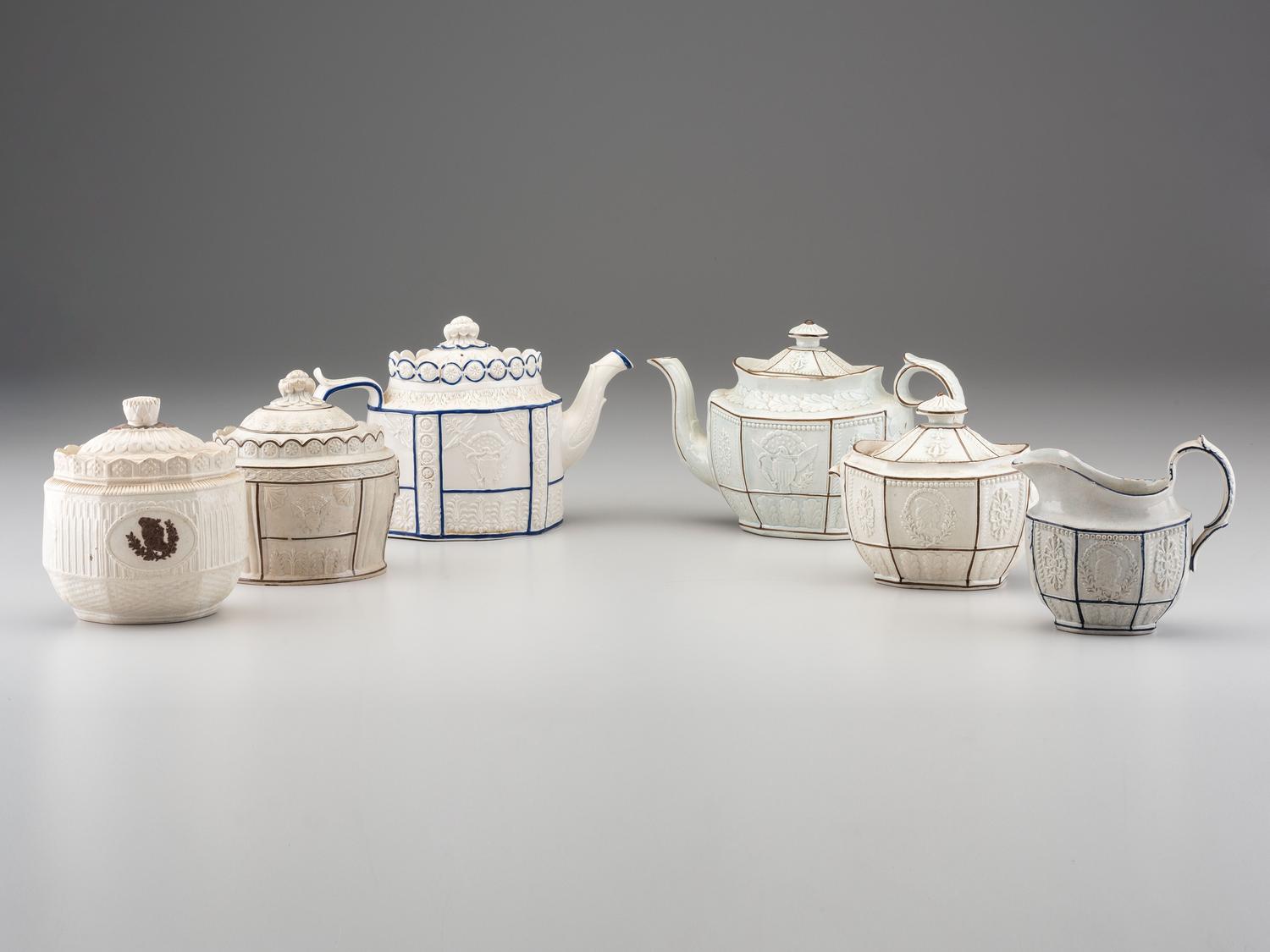 Six Staffordshire Stoneware Tea Articles for the American Market