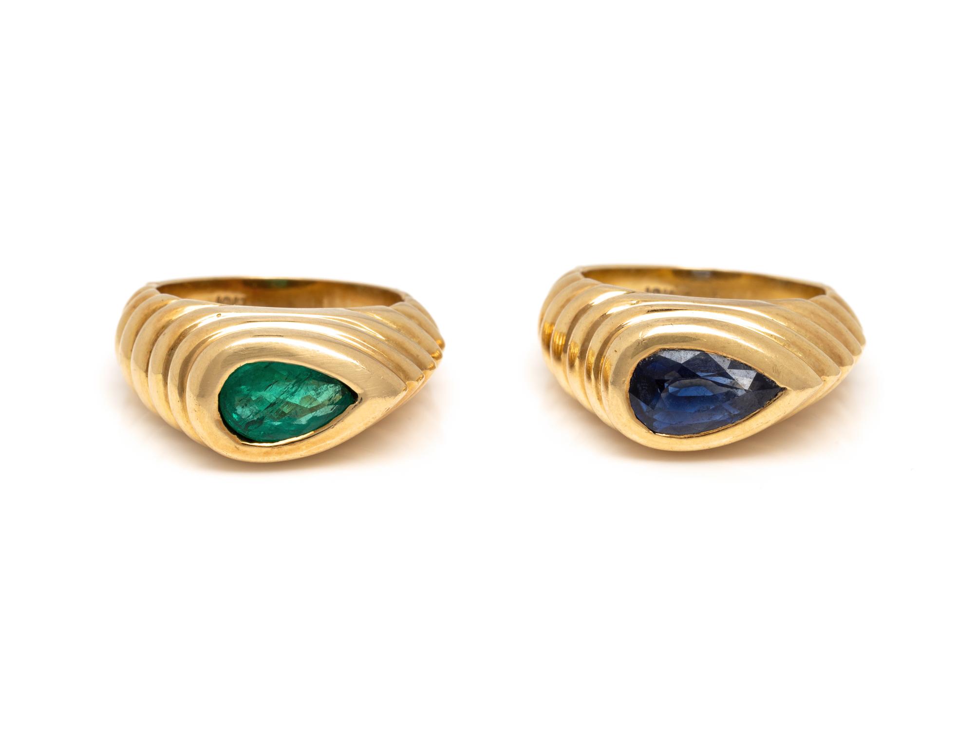 NIVA, PAIR OF SAPPHIRE AND EMERALD RINGS