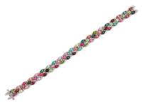 A White Gold, Multigem and Diamond Bracelet,