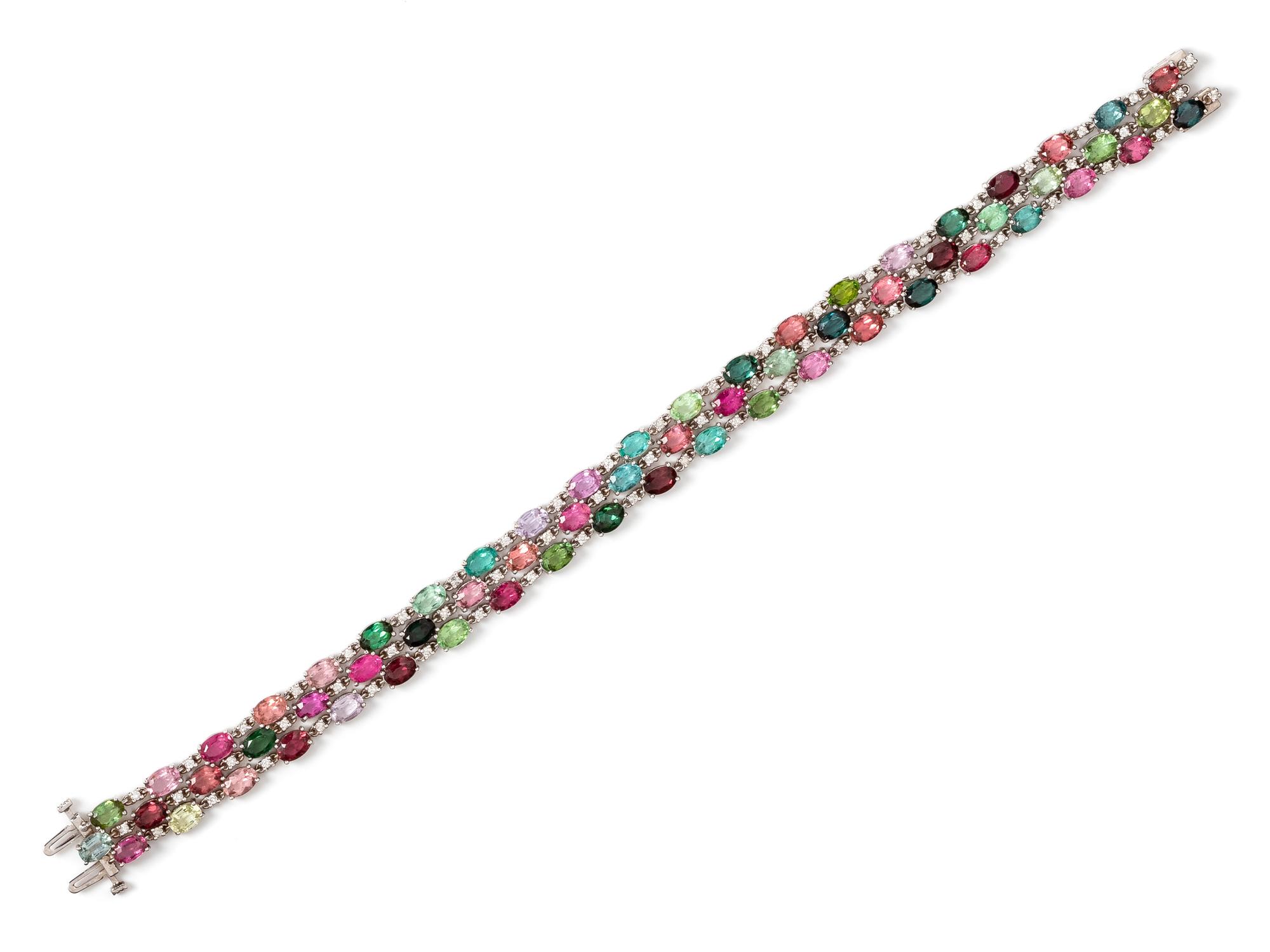 A White Gold, Multigem and Diamond Bracelet,