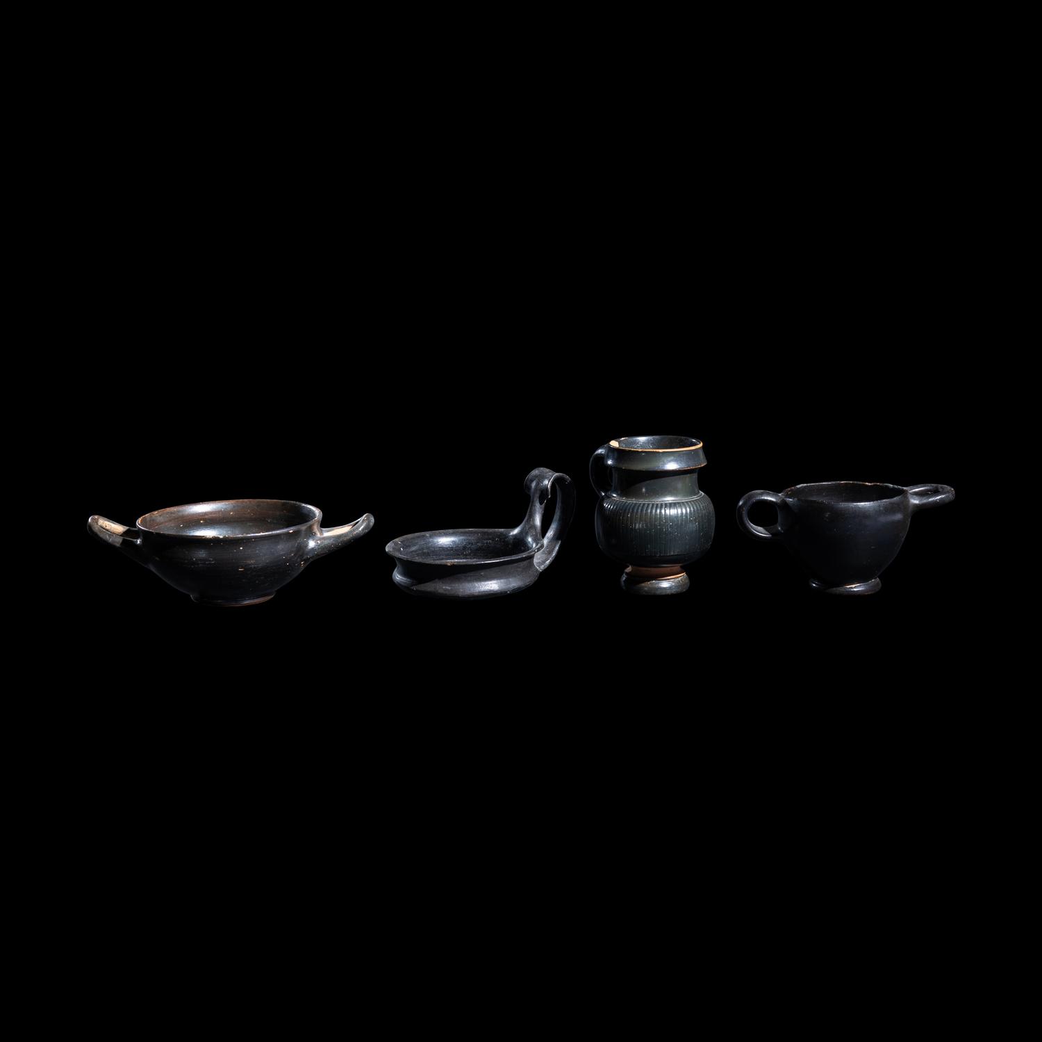 A Group of 7 Greek Black-Glazed Vessels