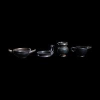 A Group of 7 Greek Black-Glazed Vessels