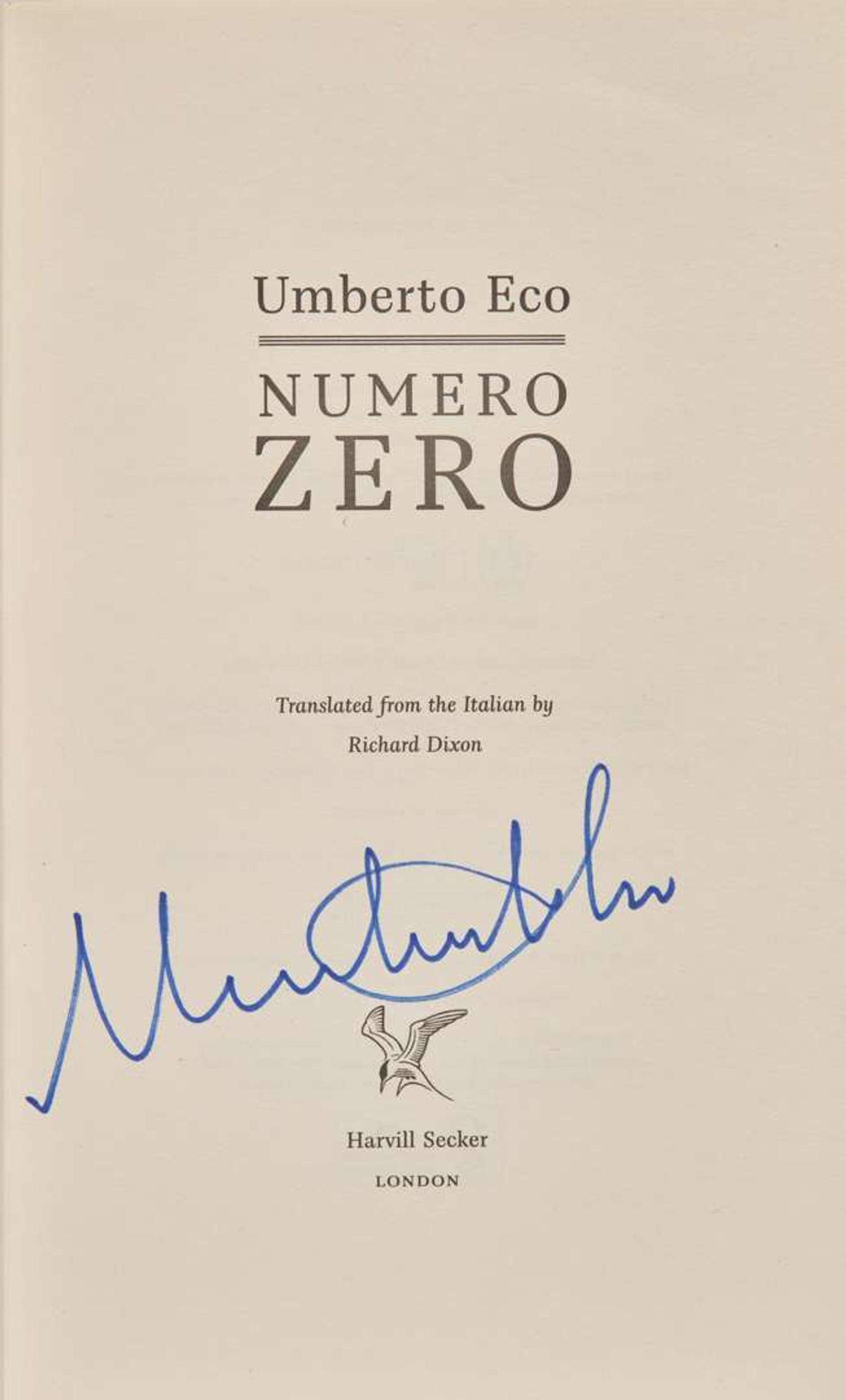 [Literature] Eco, Umberto: Group of 7 Signed Novels, Including 6 First Editions
