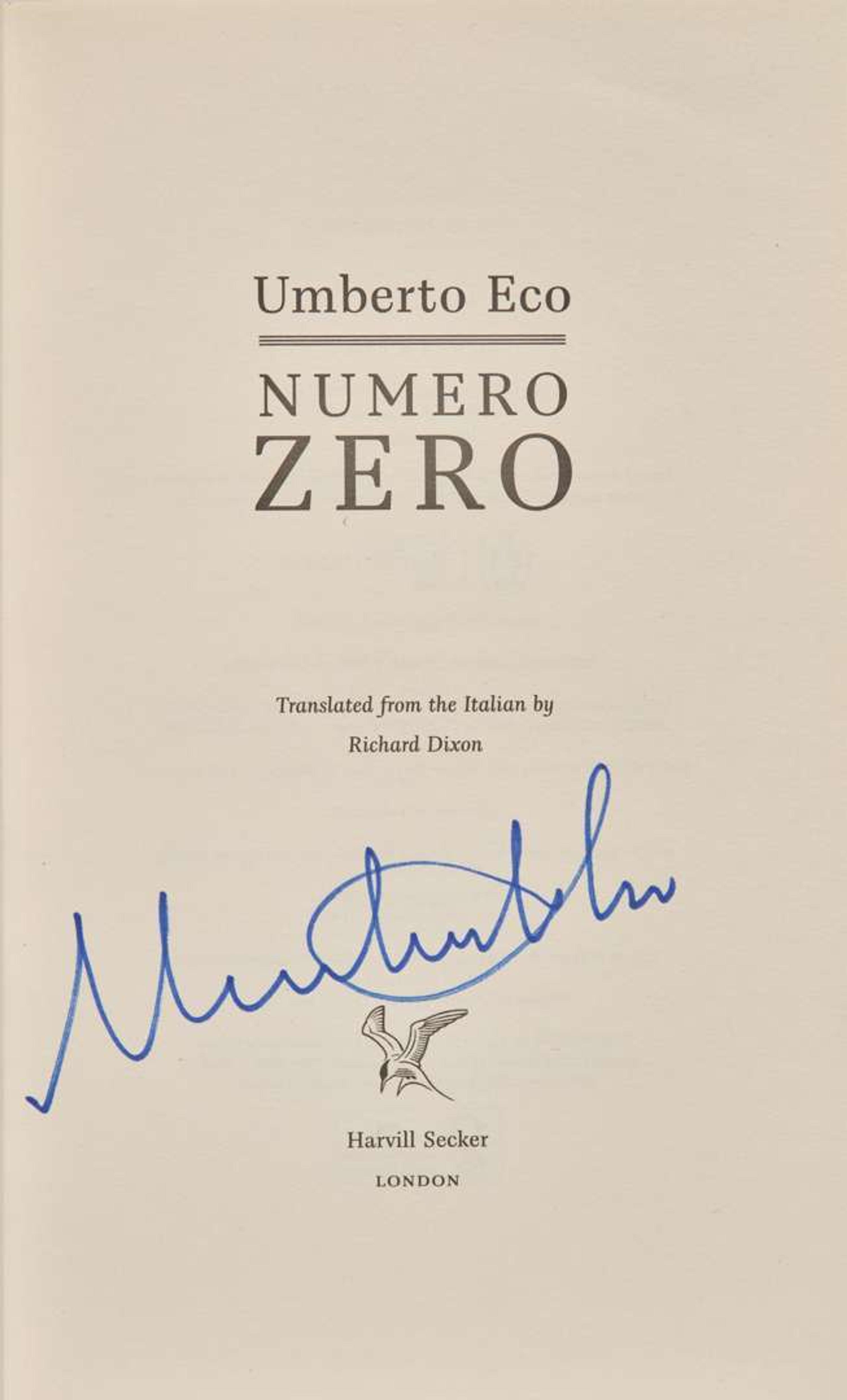 [Literature] Eco, Umberto: Group of 7 Signed Novels, Including 6 First Editions
