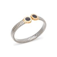BVLGARI, STEEL, YELLOW GOLD AND ONYX 'TUBOGAS' CUFF BRACELET