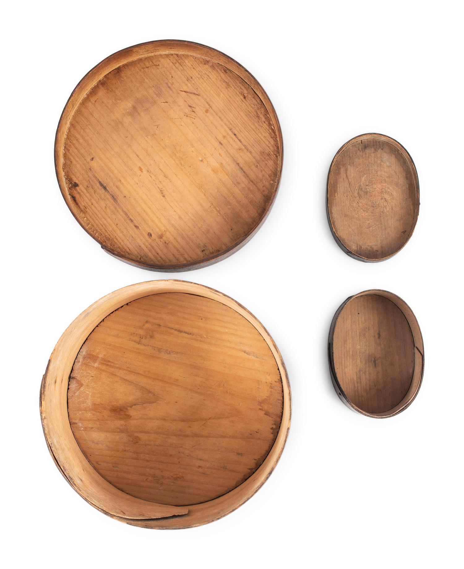 Four Oval Pantry Boxes in Old Paint
