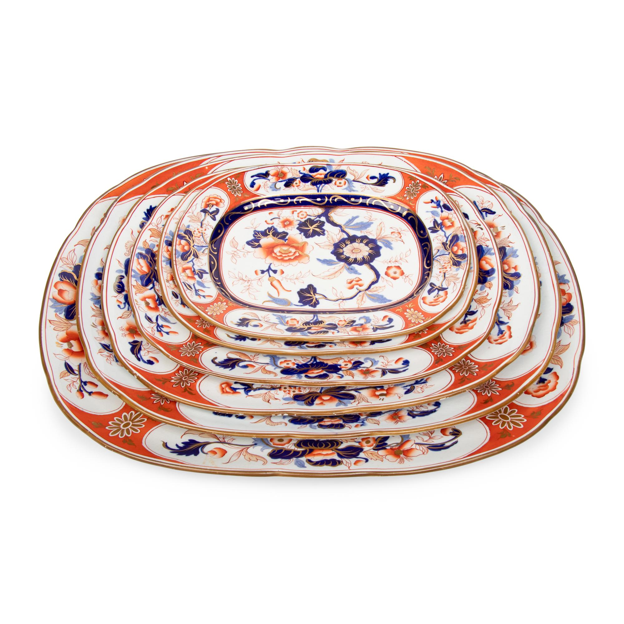 A Set of Eleven English Imari Palette Ironstone Platters