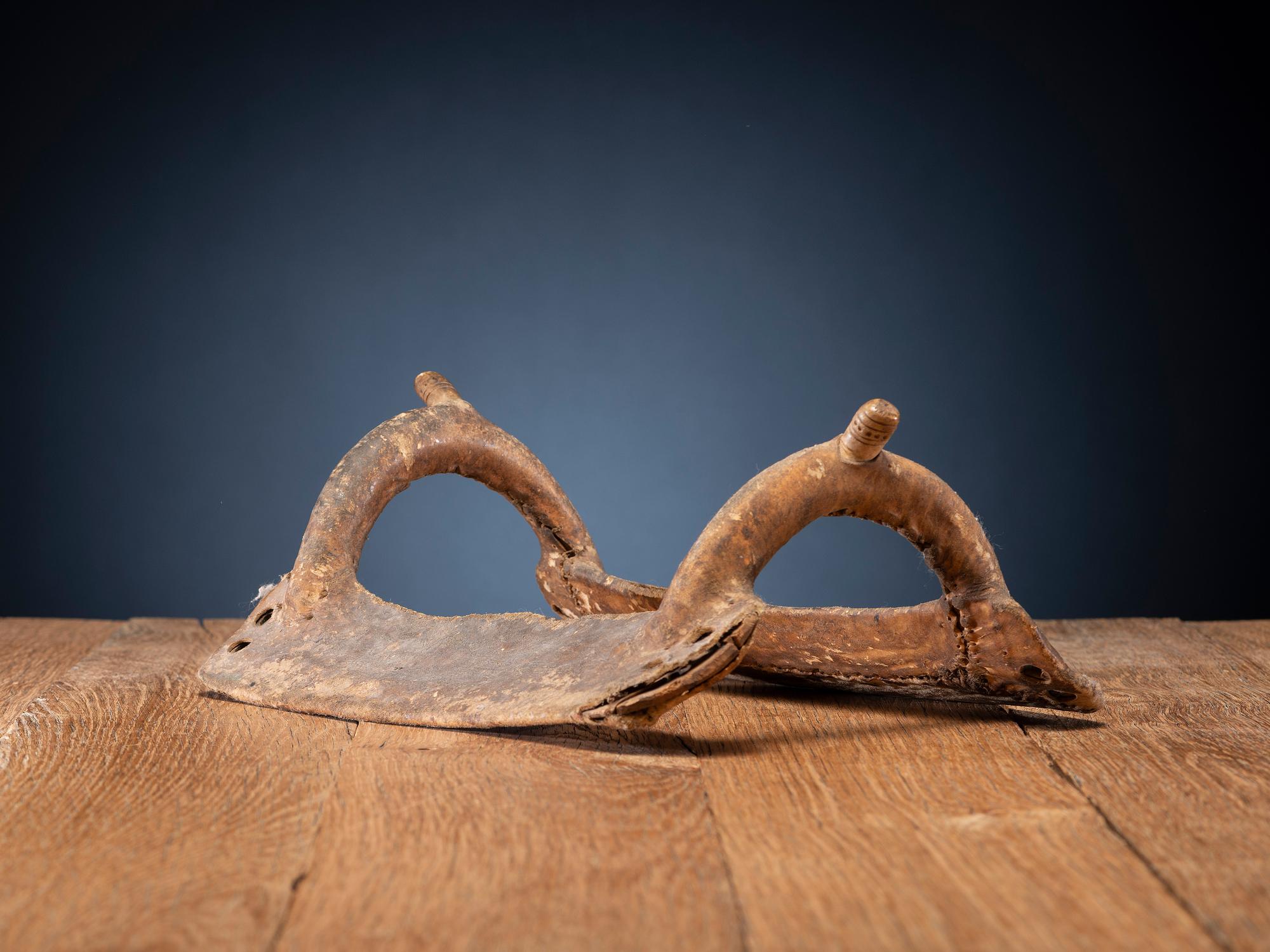 Comanche Child's Saddle Frame, with Decorated Antler Horn