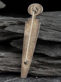 Bisbee Turquoise and Silver Corn Maiden Pin, with 14K Gold Accents