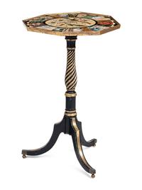A George III Polychrome Painted and Parcel-Gilt Side Table