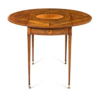 A George III Satinwood, Rosewood and Marquetry Pembroke Table Height 28 1/8 x width 37 (open) x depth 27 1/2 inches. — CIRCA 1780