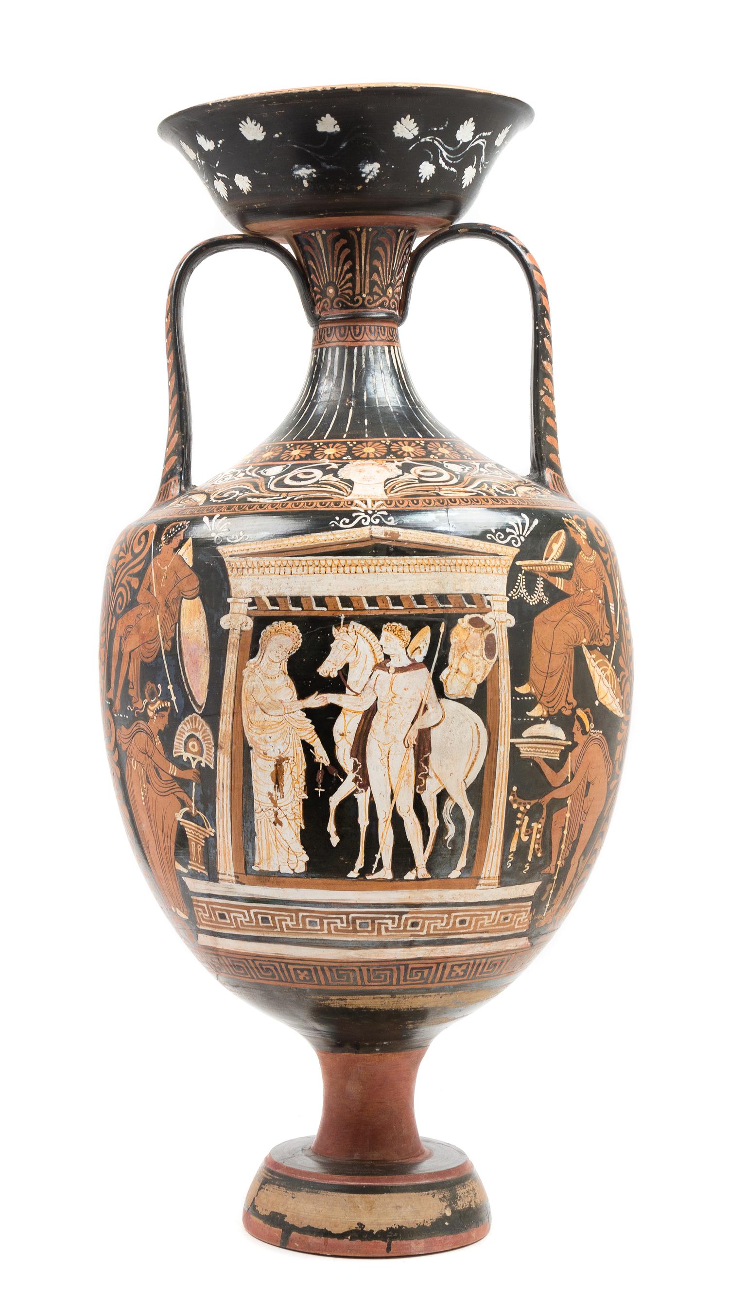 An Apulian Red-Figured Amphora Height 34 inches. — CIRCA 330-300 B.C.E.