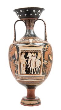 An Apulian Red-Figured Amphora Height 34 inches. — CIRCA 330-300 B.C.E.