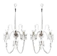 A Pair of George III Cut Glass Two-Light Sconces Height 27 inches. — CIRCA 1800