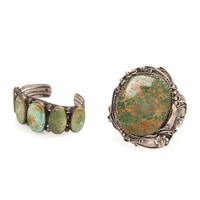 Navajo Silver and Turquoise Cuff Bracelets