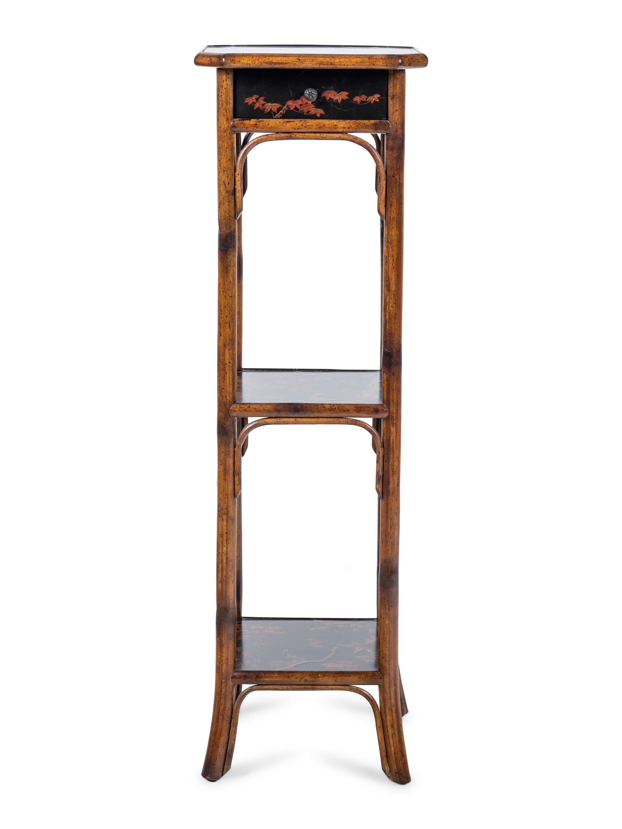 A Lacquer and Bamboo Pedestal