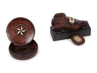 A Group of 8 Folk Art Carved Snuff Boxes and Pipe Stems