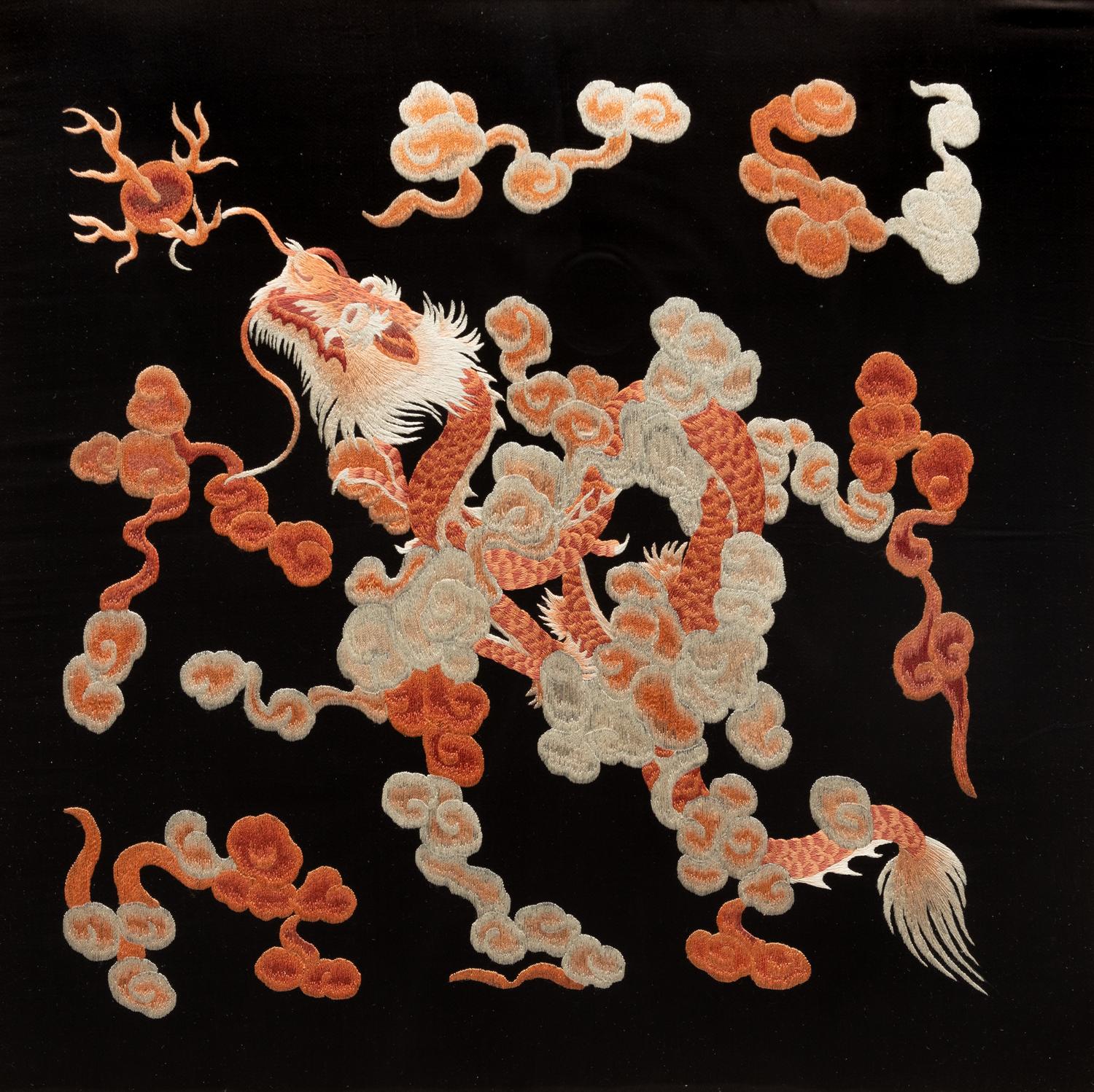 Five Chinese and Japanese Embroidered Silk Panels